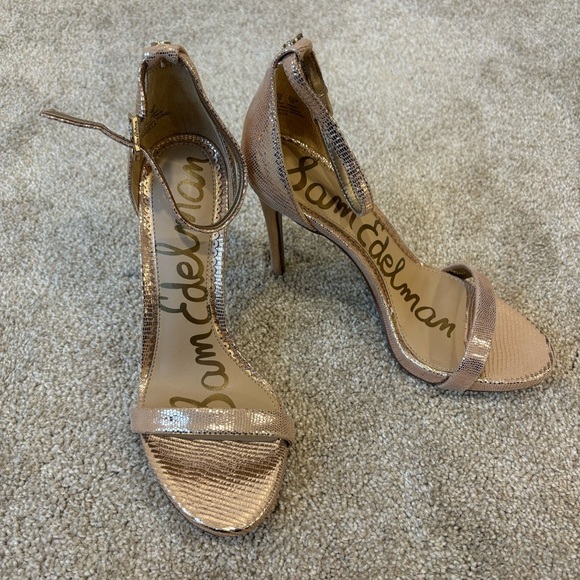 Sam Edelman Arielle Pink Sparkly Strappy Heel Pump Sexy Formal Dressy Metallic - Picture 1 of 10